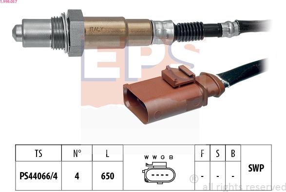 EPS 1.998.057 - Lambda Sensor www.parts5.com