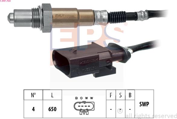 EPS 1.997.750 - Lambda Sensor www.parts5.com