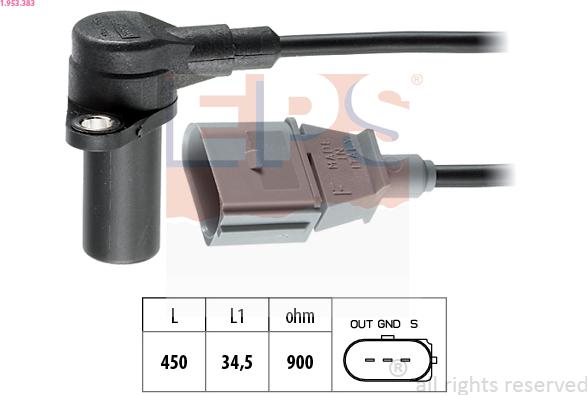 EPS 1.953.383 - Sensor, crankshaft pulse www.parts5.com