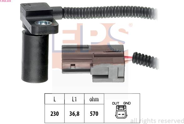 EPS 1.953.233 - RPM Sensor, automatic transmission www.parts5.com