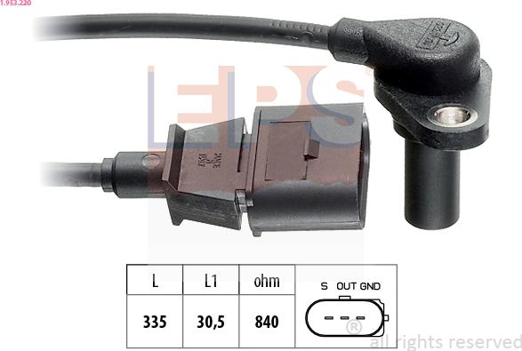 EPS 1.953.220 - RPM Sensor, automatic transmission www.parts5.com