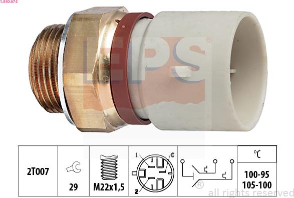 EPS 1.850.674 - Temperature Switch, radiator / air conditioner fan www.parts5.com