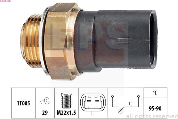 EPS 1.850.136 - Temperature Switch, radiator / air conditioner fan www.parts5.com