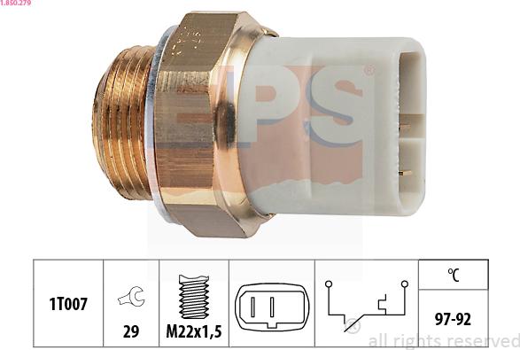 EPS 1.850.279 - Temperature Switch, radiator / air conditioner fan www.parts5.com