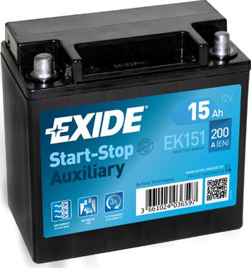 Exide EK151 - Starter Battery www.parts5.com