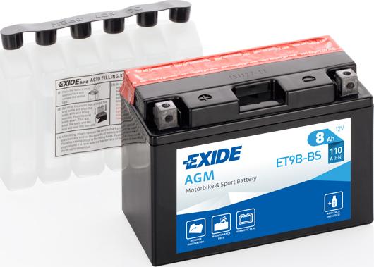 Exide ET9B-BS - Starter Battery www.parts5.com