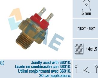 FAE 36020 - Temperature Switch, radiator / air conditioner fan www.parts5.com