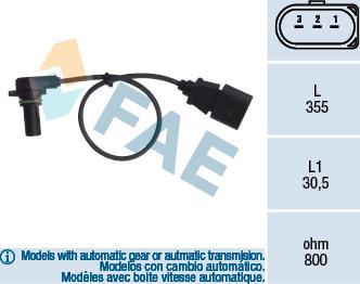 FAE 79062 - RPM Sensor, automatic transmission www.parts5.com