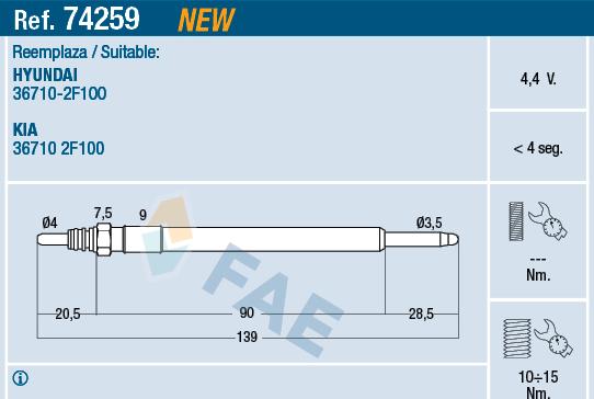 FAE 74259 - Glow Plug www.parts5.com