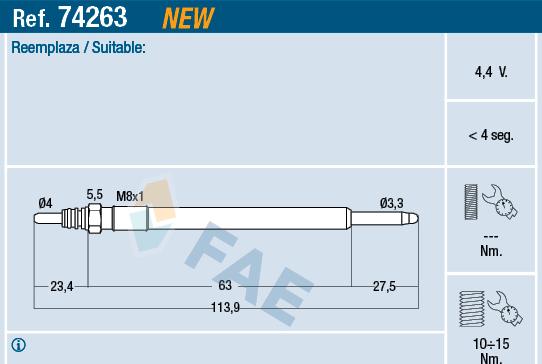 FAE 74263 - Glow Plug www.parts5.com