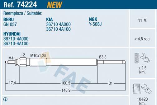 FAE 74224 - Glow Plug www.parts5.com