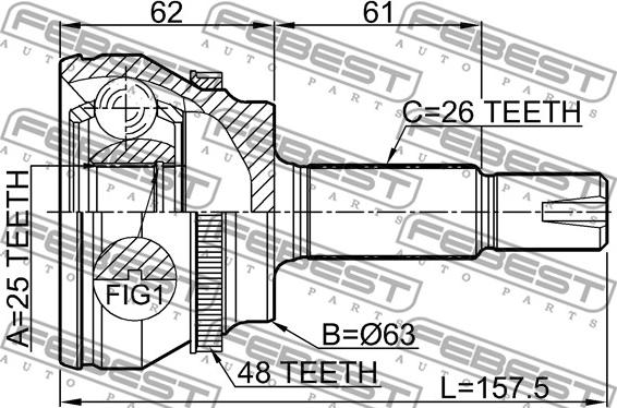 Febest 0110-ZNRA48 - Joint Kit, drive shaft www.parts5.com