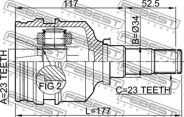 Febest 0111-001 - INNER JOINT 23X34X23 www.parts5.com