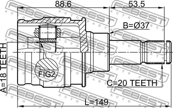 Febest 0111-ACA33R - INNER JOINT 18X37X20 www.parts5.com