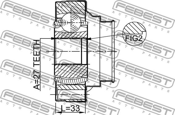 Febest 0111-ACU10 - INNER JOINT 27X96 www.parts5.com