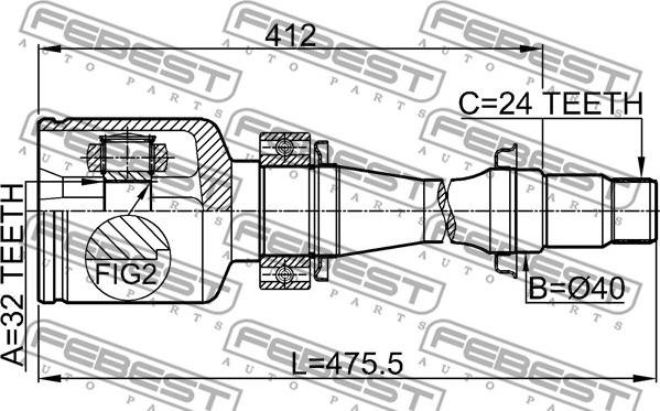 Febest 0111-CDT220RH - Joint Kit, drive shaft www.parts5.com