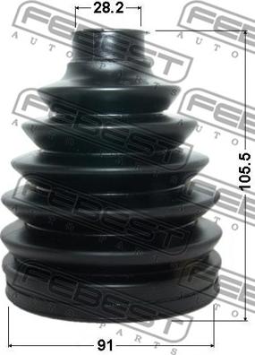 Febest 0117P-ACA30 - BOOT OUTER CV JOINT KIT 91X105.5X28.5 www.parts5.com
