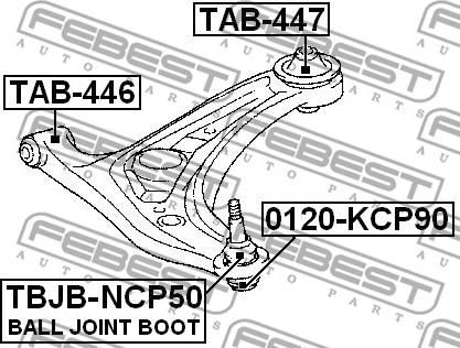 Febest 0120-KCP90 - BALL JOINT FRONT LOWER ARM www.parts5.com