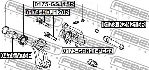 Febest 0173-GRN21-PCS2 - Bellow, brake caliper guide www.parts5.com
