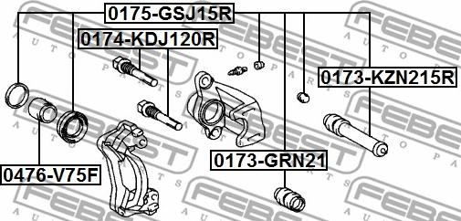 Febest 0173-KZN215R - Bellow, brake caliper guide www.parts5.com