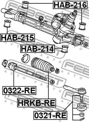Febest HAB-216 - ARM BUSHING FOR STEERING GEAR www.parts5.com