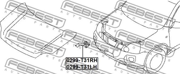 Febest 0299-T31RH - HINGE ASSEMBLY HOOD RIGHT www.parts5.com