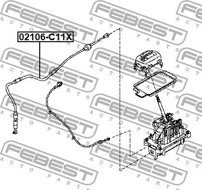 Febest 02106-C11X - Трос, автоматическая коробка передач www.parts5.com