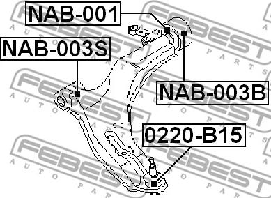 Febest 0220-B15 - BALL JOINT FRONT LOWER ARM www.parts5.com