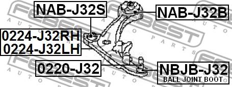 Febest 0220-J32 - BALL JOINT FRONT LOWER ARM www.parts5.com