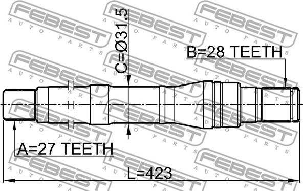 Febest 1212-SFBM - RIGHT SHAFT 27X423X28 www.parts5.com