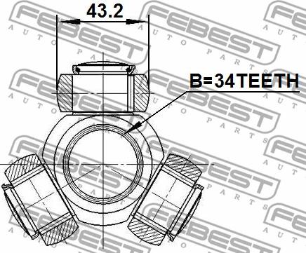 Febest 1716-A4 - SPIDER ASSEMBLY SLIDE JOINT 34X43.2 www.parts5.com