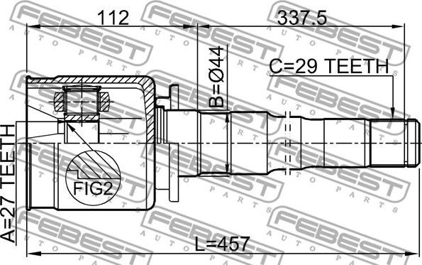 Febest 2911-DIIIFRH - INNER JOINT RIGHT 27X44X29 www.parts5.com