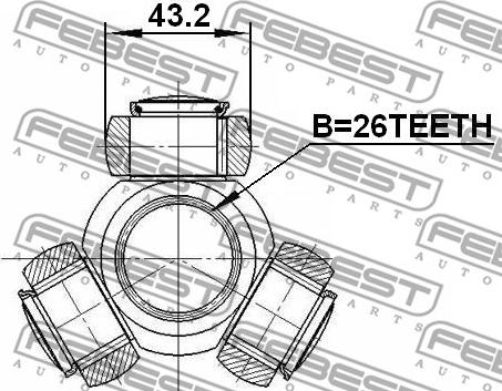 Febest 2716-S80T - SPIDER ASSEMBLY SLIDE JOINT 26X43.2 www.parts5.com