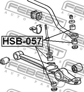 Febest HSB-057 - BUSHING FOR FRONT SWAY BAR D8 www.parts5.com