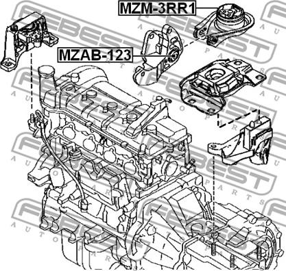 Febest MZAB-123 - ARM BUSHING REAR ENGINE MOUNT www.parts5.com