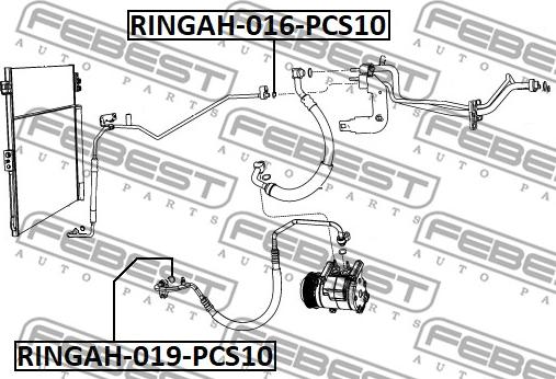 Febest RINGAH-019-PCS10 - Seal Ring, air conditioning system line www.parts5.com