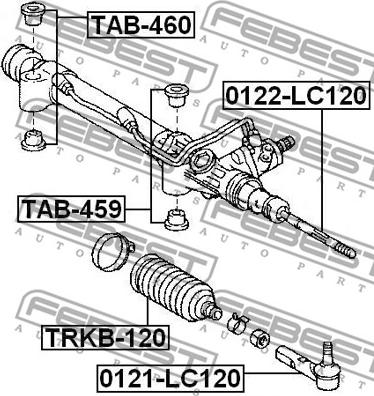 Febest TAB-460 - ARM BUSHING FOR STEERING GEAR KIT www.parts5.com