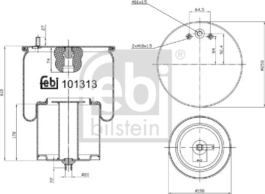 Febi Bilstein 101313 - Bellow, air suspension www.parts5.com