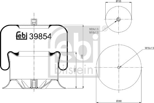 Febi Bilstein 39854 - Bellow, air suspension www.parts5.com