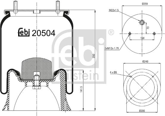 Febi Bilstein 20504 - Bellow, air suspension www.parts5.com