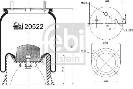 Febi Bilstein 20522 - Bellow, air suspension www.parts5.com