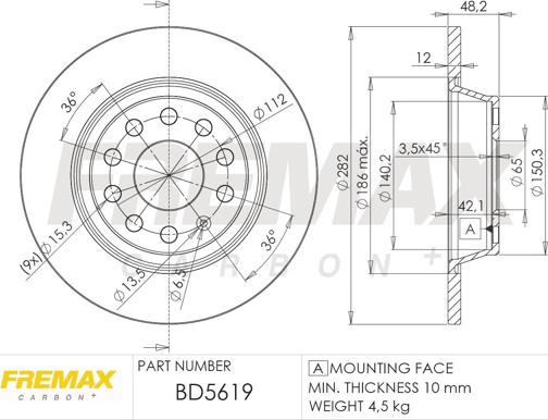 FREMAX BD-5619 - Brake Disc www.parts5.com