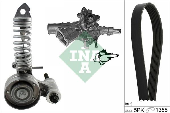 INA 529 0297 31 - Water Pump + V-Ribbed Belt Set www.parts5.com