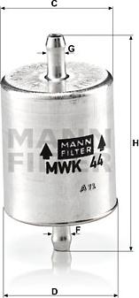 Mann-Filter MWK 44 - Fuel filter www.parts5.com