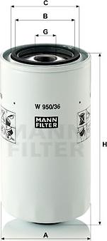 Mann-Filter W 950/36 - Oil Filter www.parts5.com