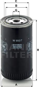 Mann-Filter W 950/7 - Oil Filter www.parts5.com