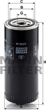 Mann-Filter W 962/2 - Oil Filter www.parts5.com