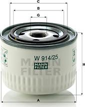 Mann-Filter W 914/25 - Hydraulic Filter, automatic transmission www.parts5.com