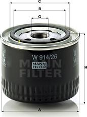 Mann-Filter W 914/26 - Oil Filter www.parts5.com