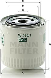 Mann-Filter W 916/1 - Oil Filter www.parts5.com